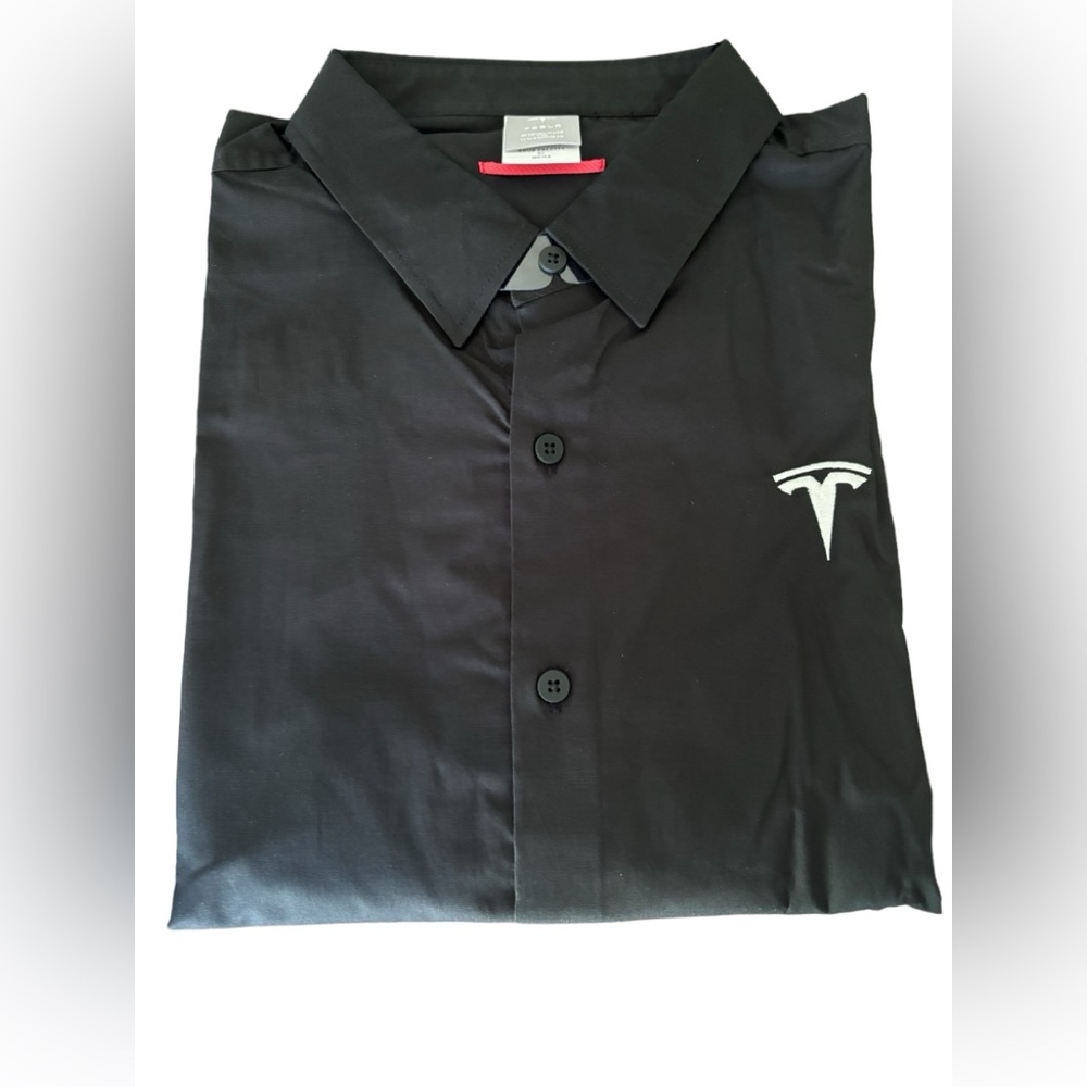 💯 Tesla Motors authentic black Poplin Button Shirt Embroidered Employee
